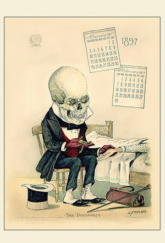 The Diagnosis, Antikamnia Calendar Skeleton Illustration Poster