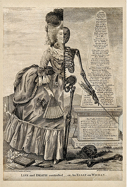Skeleton Illustration, "Life and Death Contrasted" Poster
